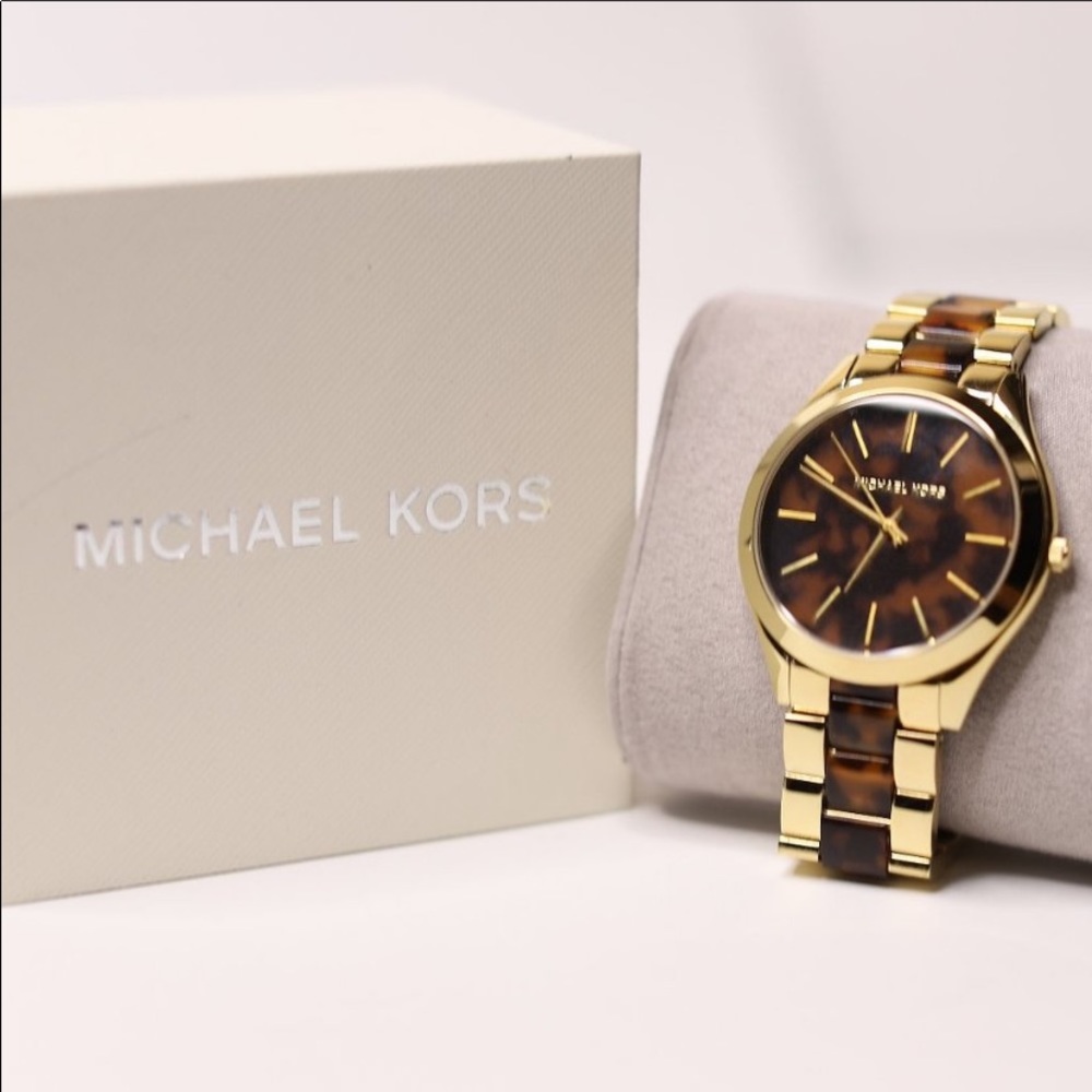 Michael Kors Tortoise Gold-tone Acetate Watch